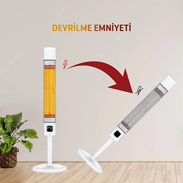 Luxeva LXV-SMART-FR-WHITE 2500 W IP55 Su Geçirmezlik Karbon Beyaz Kule Tipi Elektrikli Isıtıcı