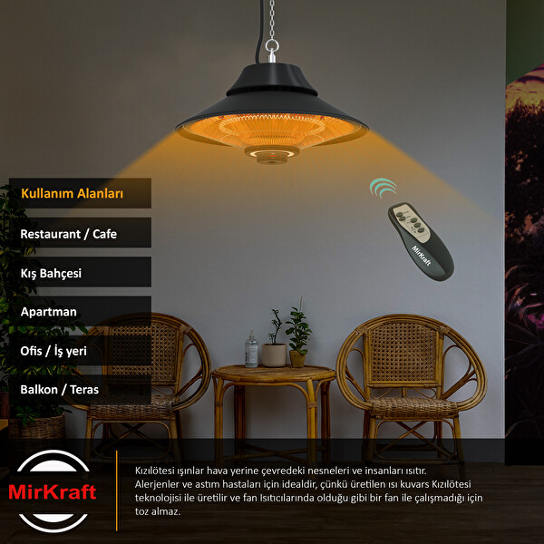 MirKraft Elirg R.C. 2000 W Uzaktan Kumandalı LED Işıklı Elektrikli Isıtıcı