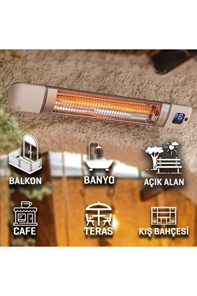 Luxeva IP55 Duvar Tipi 2500 W Akıllı Karbon Su Geçirmez Dış Mekan Infrared Isıtıcı