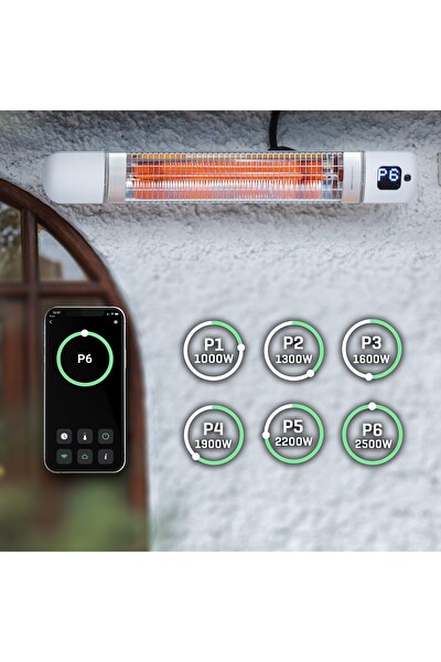 Luxeva IP55 Duvar Tipi 2500 W Akıllı Karbon Su Geçirmez Dış Mekan Infrared Isıtıcı
