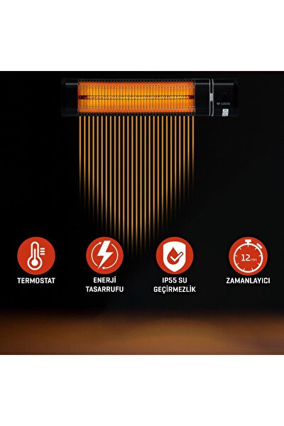 Luxeva LXV2500-HRS 2500 W Yatay Karbon Uzaktan Kumanda Cafe Tipi Dış Mekan Infrared Isıtıcı