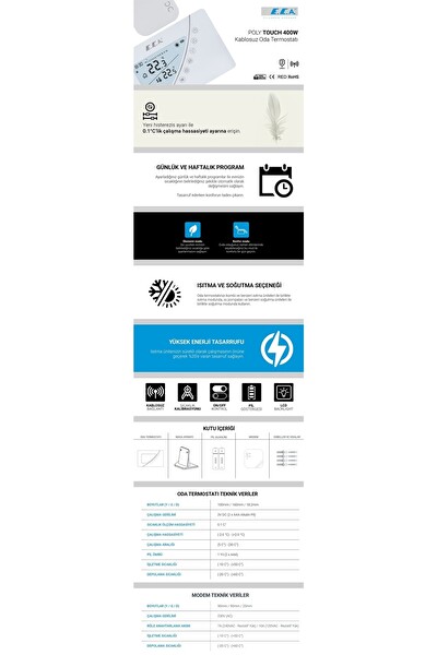 ECA Kablosuz Poly Touch 400B Oda Termostatı