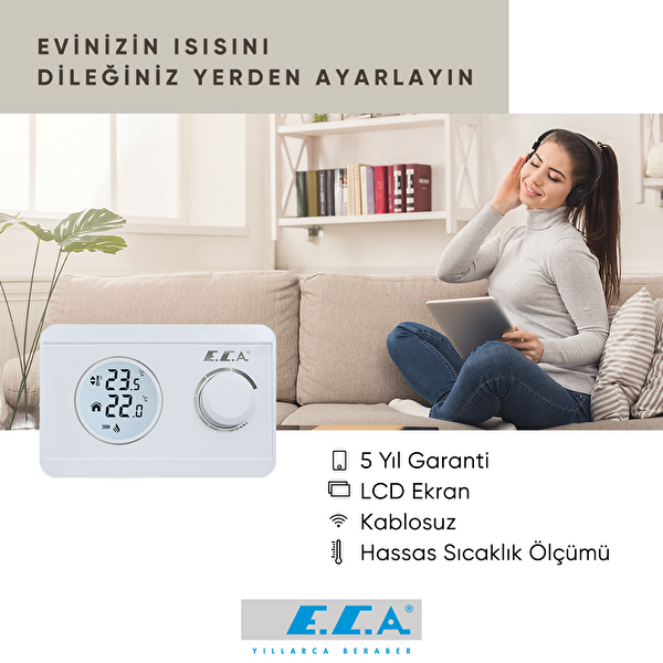 ECA Poly 100 W Kablosuz Dijital Pilli On Off Oda Termostatı Fiyatı ve ...