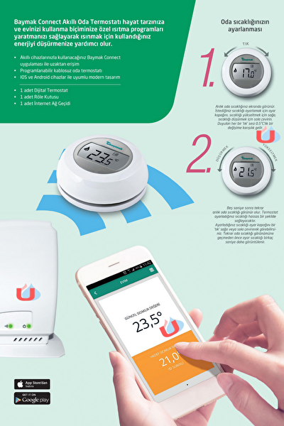 Baymak Connect Kablosuz Dijital Akıllı Termostatı