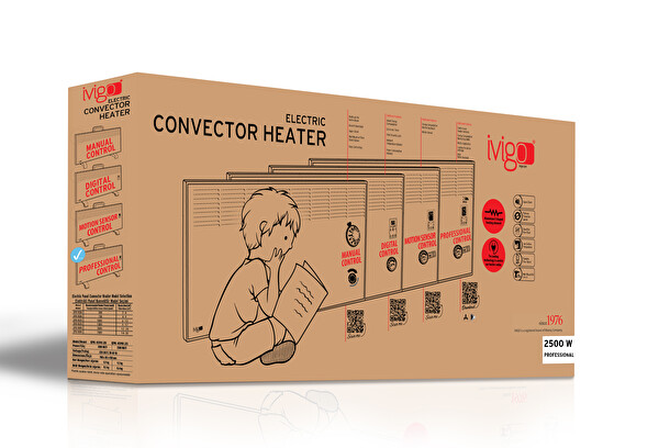 İvigo EPK4590E25W 2500 W Beyaz WiFi Dijital Profesyonel Konvektör