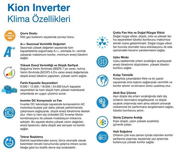 DemirDöküm Kion R32 12.000 BTU A++ Inverter Klima (Montaj Dahil)
