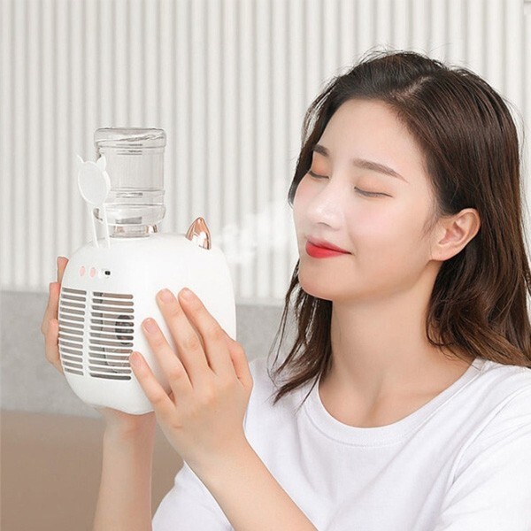 Ezere Hava Nemlendiricili Masaüstü Fan Taşınabilir Mini Klima Soğutucu Gri