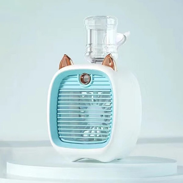 Ezere Hava Nemlendiricili Masaüstü Fan Taşınabilir Mini Klima Soğutucu Mavi