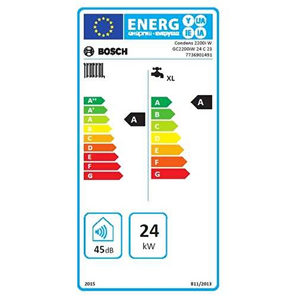 Bosch Condens 2200i W 24/25 kW 20.000 KCal Tam Yoğuşmalı Kombi