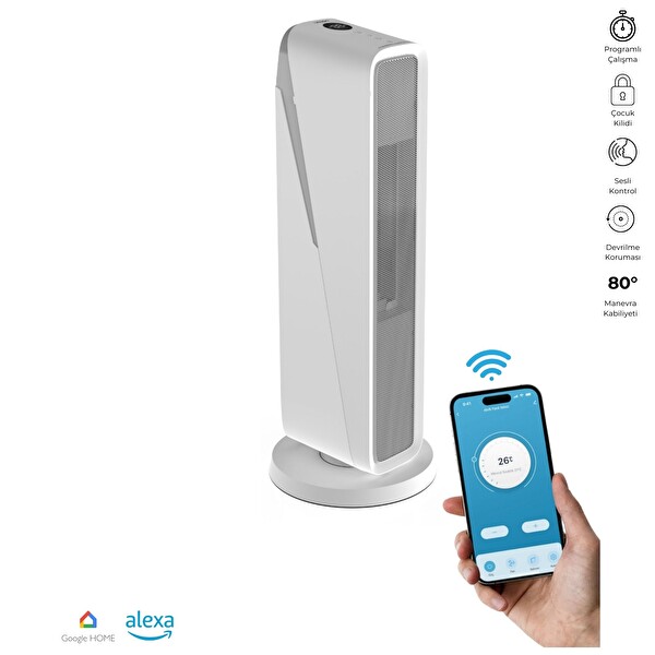 Xenon Smart Akıllı Fanlı Isıtıcı İç Mekan Wi-Fi Isıtma Cihazı Ultra Sessiz Ptc Seramik Space Heater (2000W) X7440