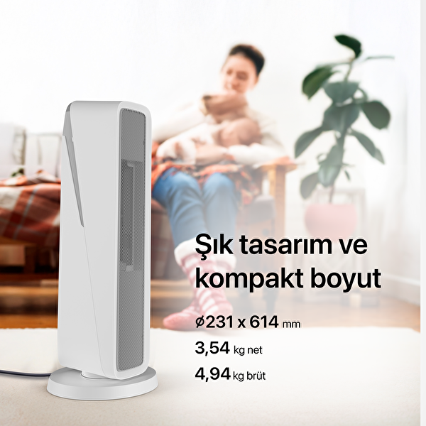 Xenon Smart Akıllı Fanlı Isıtıcı İç Mekan Wi-Fi Isıtma Cihazı Ultra Sessiz Ptc Seramik Space Heater (2000W) X7440
