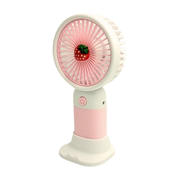 Bigmate YM88146A Taşınabilir Serinletici Şarjlı Vantilatör Tek Kademeli Hız Ayarlı Mini El Fanı Pembe