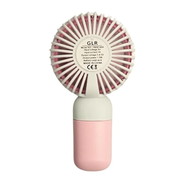 Bigmate YM88146A Taşınabilir Serinletici Şarjlı Vantilatör Tek Kademeli Hız Ayarlı Mini El Fanı Pembe