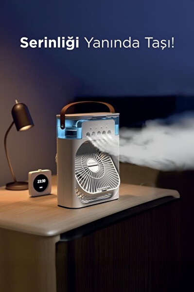 Toria F-17 Beyaz Mini Taşınabilir Masaüstü Hava Nemlendirici Fan Vantilatör