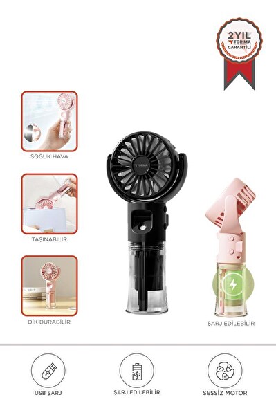 Torima F-13 Şarjlı Mini Masa Fan Vantilatör Siyah