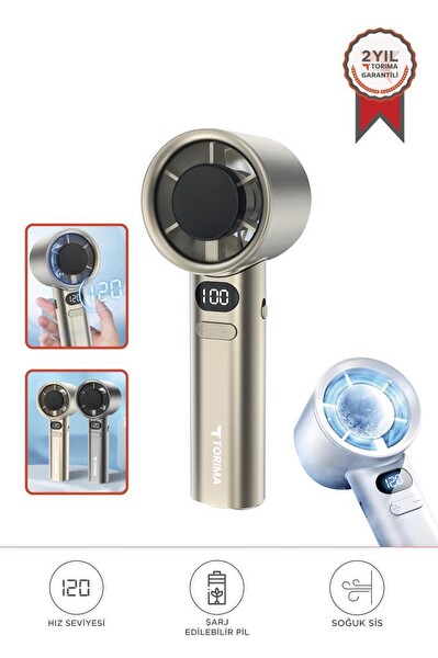 Torima F 21 Dijital Ekranlı 120 Hız Ayarlı Taşınabilir Mini Fan Altın 2