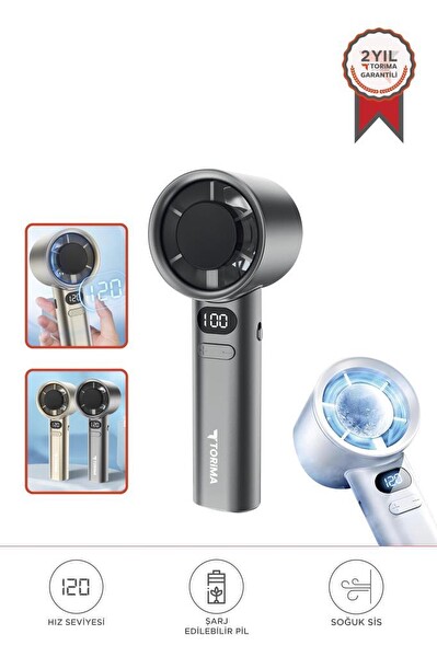 Torima F 21 Dijital Ekranlı 120 Hız Ayarlı Taşınabilir Mini Fan Gümüş 2