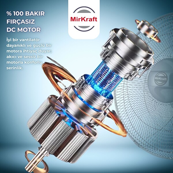 MirKraft FS-M40BR 16'' DC Motor 5 Kanatlı Ayaklı Vantilatör
