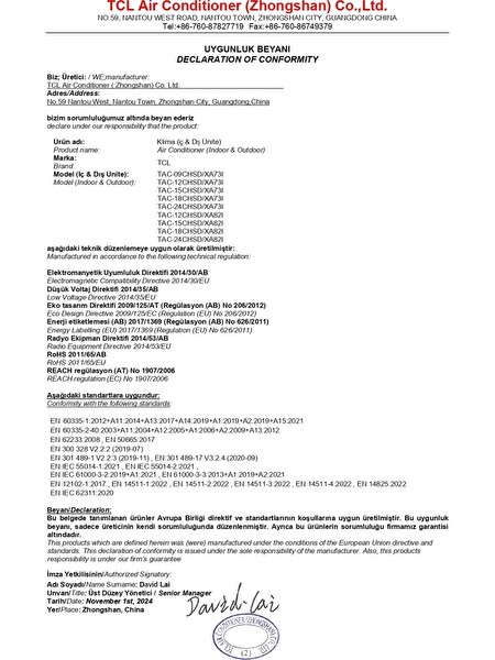 TCL Elite Plus A++ TAC-12CHSD/XA73I 12000 Btu Wifi 4 Yöne Otomatik Üflemeli Duvar Tipi Inverter Klima