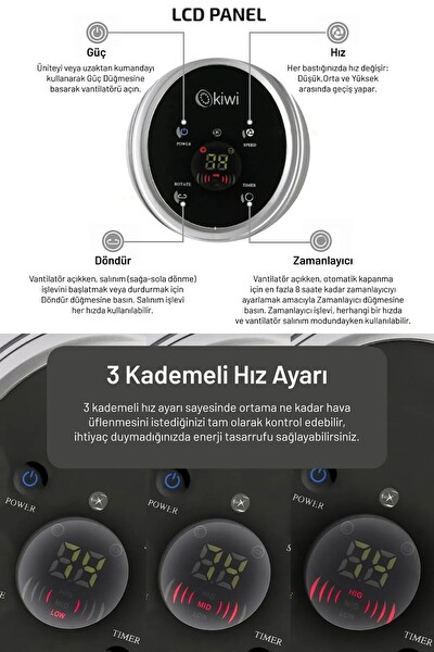 Kiwi KFAN-7690 Kule Tipi Turbo Vantilatör
