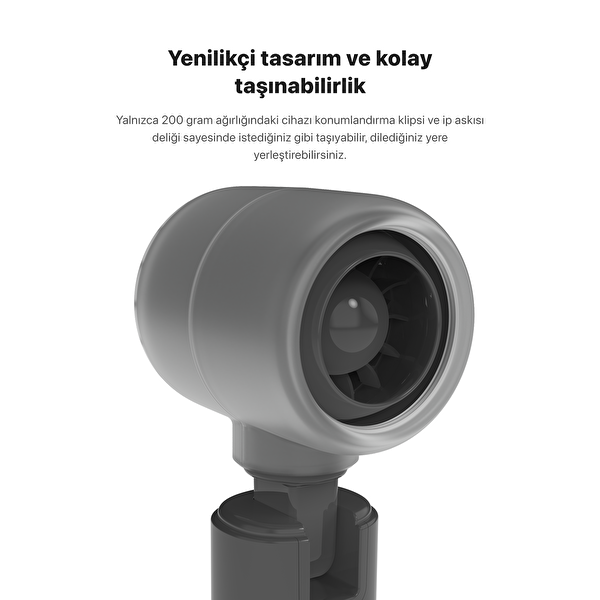 Xenon Smart X6101 Taşınabilir Şarjlı 5 Kademeli El Fanı 7 Saat Kullanım 14000 RPM Gri Sessiz Mini Vantilatör