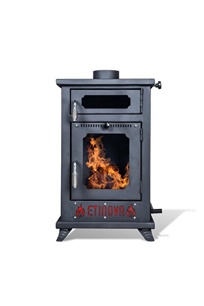 Etinova Eti-K8 Küçük Üç Tarafı Camlı Fırınlı Odun ve Pelet Yakan Şömine Tipi Soba