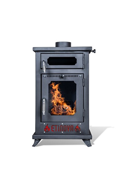 Etinova Eti-K7 Küçük Üç Tarafı Camlı Fırınlı Şömine Tipi Pelet Soba