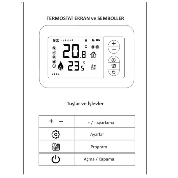 Rcon RC 305S Kablosuz 7/24 Haftalık Programlı Oda Termostatı