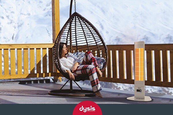 Dysis Single X Karbon Serisi IP65 Suya-Toza Dayanıklı 2300 W Bej Uzaktan Kumandalı İç/Dış Mekan Isıtıcı