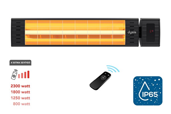 Dysis Art Plus Karbon Serisi IP65 Suya-Toza Dayanıklı 2300 W Siyah Uzaktan Kumandalı İç/Dış Mekan Isıtıcı
