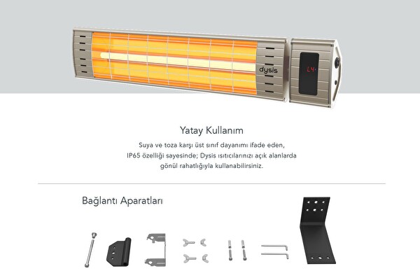 Dysis Art Plus Karbon Serisi IP65 Suya-Toza Dayanıklı 2300 W Bej Uzaktan Kumandalı İç/Dış Mekan Isıtıcı