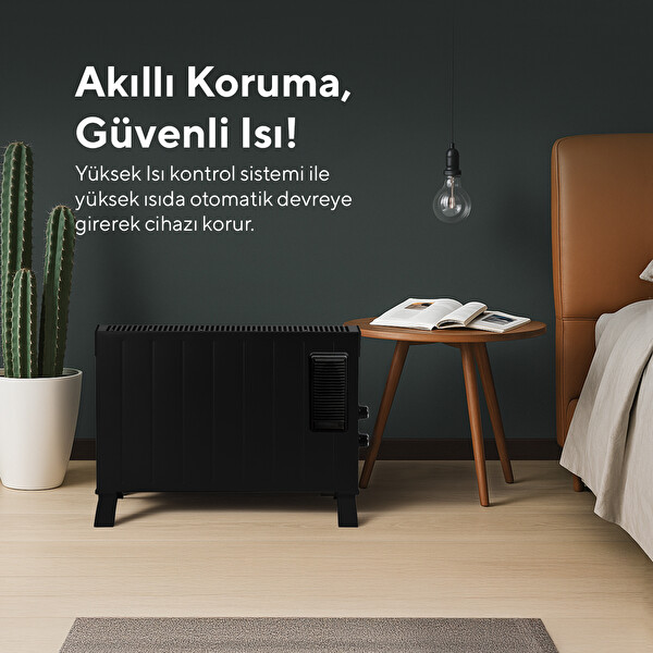 Kumtel HC-2952 2500W Siyah Fanlı Konvektör Isıtıcı
