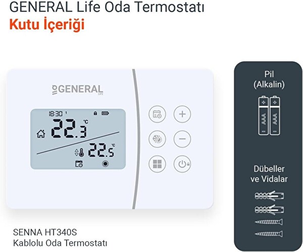 General Life Senna HT-340S RF Kablosuz Dijital Oda Termostatı