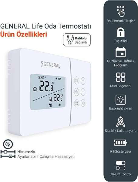 General Life Senna HT-340S RF Kablosuz Dijital Oda Termostatı