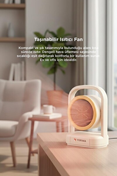 Torima HT100 Mini Isıtıcı Fan Taşınabilir Sessiz Hızlı Isıtma 500W Kompakt Isıtıcı Bej