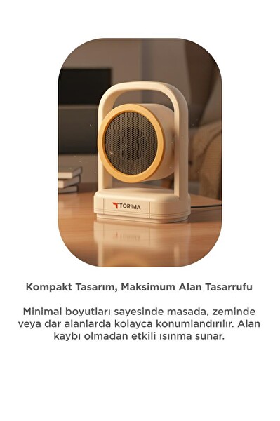 Torima HT100 Mini Isıtıcı Fan Taşınabilir Sessiz Hızlı Isıtma 500W Kompakt Isıtıcı Bej