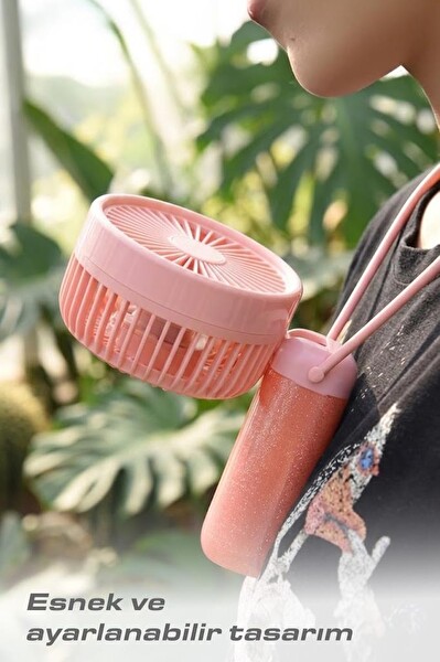 Torima F57 Şarjlı El Vantilatörü Masaüstü Stantlı 3 Kademeli Taşınabilir Mini Fan Pembe