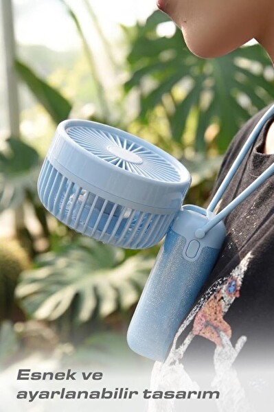 Torima F57 Şarjlı El Vantilatörü Masaüstü Stantlı 3 Kademeli Taşınabilir Mini Fan Mavi