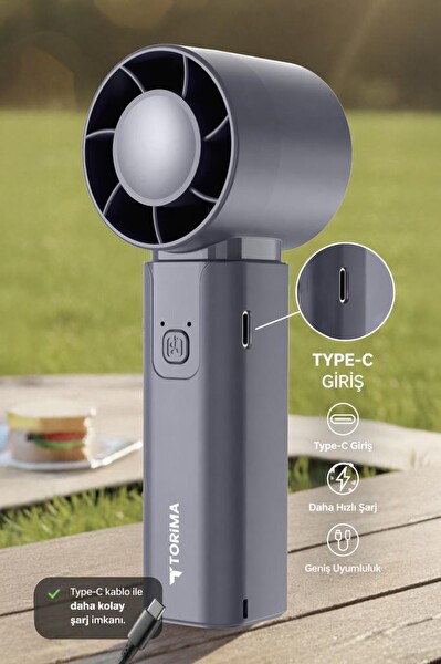 Torima F64 Şarjlı El Vantilatörü Fener Özellikli Taşınabilir Mini Fan Beyaz