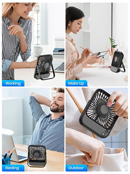 Warmco D2 5000mAh Şarjlı Masaüstü Vantilatör Dijital Göstergeli Taşınabilir Ultra İnce Soğutucu Fan Beyaz