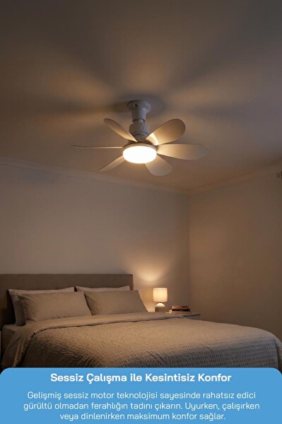 Sinbo SF-7708 3 LED Aydınlatmalı Sessiz Kumandalı 6 Kanatlı Tavan Vantilatörü
