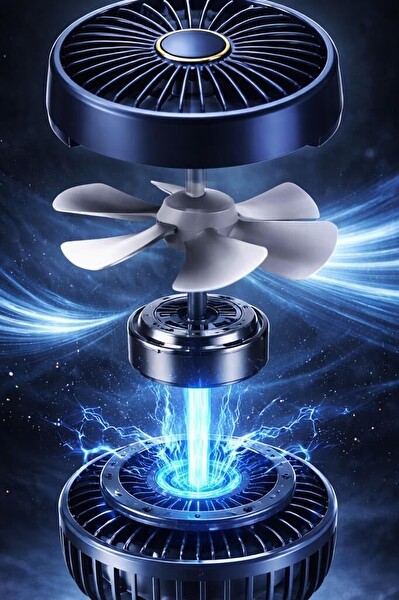 Başkenttekno F19 Şarjlı Masaüstü Vantilatör Dijital Göstergeli 90 Derece Katlanabilir Mini Fan Lacivert