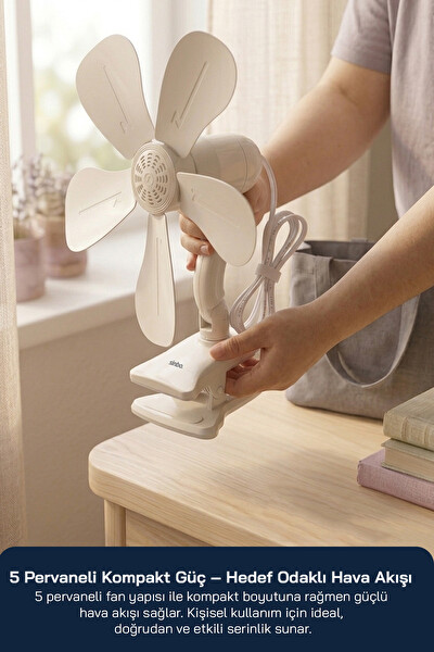 Sinbo SF-7707 Klipsli Vantilatör 10W 5 Kanatlı Mini Fan Sessiz Taşınabilir Fan