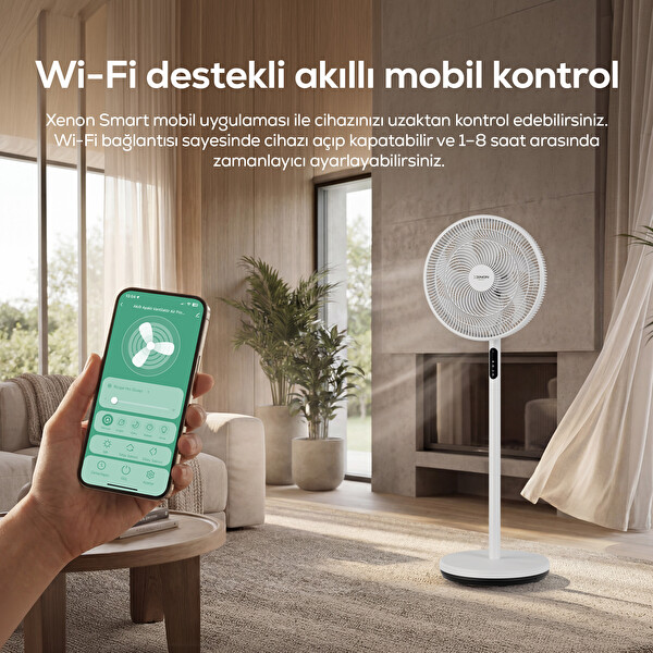 Xenon Smart Air Lite Akıllı WiFi 12 Kademe Kumandalı Ultra Sessiz Ayaklı Vantilatör X7431 Beyaz