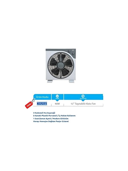 Vanti KCF271 50W Kutu Fan Vantilatör