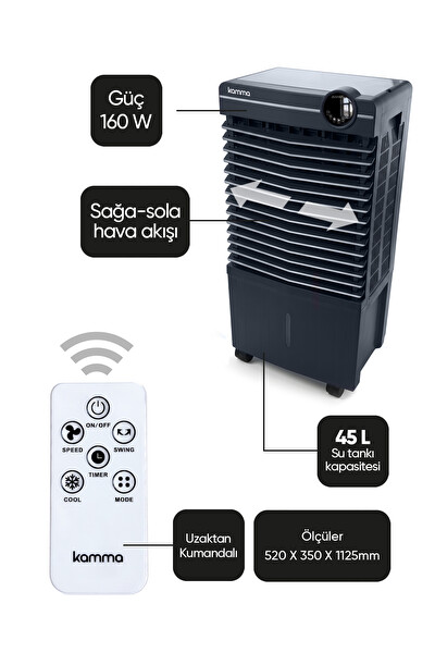 Kamma KAC160 160W 45L Evaporatif Hava Soğutucu