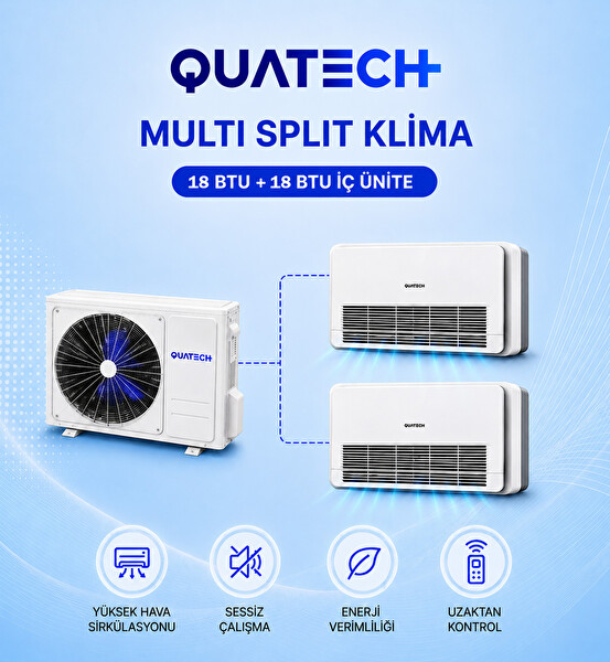 Quatech Multi Split Klima 18.000 + 18.000 Btu/h 1 Dış Ünite 36000 Btu/h A++ Enerji Sınıfı Konsol Tipi Inverter Klima