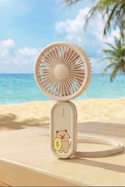 Başkenttekno Şarjlı El Vantilatörü Boyun Askılı 3 Kademeli Mini Taşınabilir Kahverengi Fan F71 3