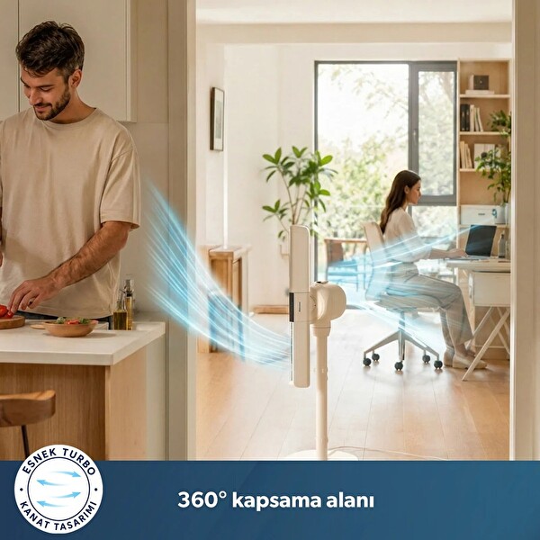 Homend AeroCool 9013H Turbo Motorlu 360 Derece Çok Yönlü Sessiz ve Zaman Ayarlı Vantilatör