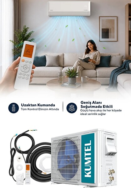 Kumtel Hinoki KMSAC-12 12.000 Btu A++ Inverter Duvar Tipi Split Klima Montaj Dahil